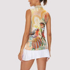 Australia Flame Robin Women Sleeveless Polo Shirt Petroica Phoenicea Banksia Indigenous Art - Aussie Hoodie