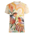 Australia Flame Robin Women V-Neck T-Shirt Petroica Phoenicea Banksia Indigenous Art - Aussie Hoodie