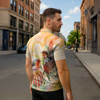 Australia Flame Robin Zipper Polo Shirt Petroica Phoenicea Banksia Indigenous Art - Aussie Hoodie