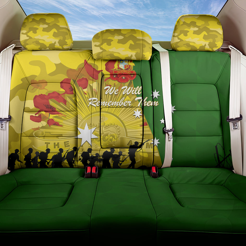 Australia Cricket ANZAC Day 2024 Back Car Seat Cover Australian Army Camouflage With Poppies