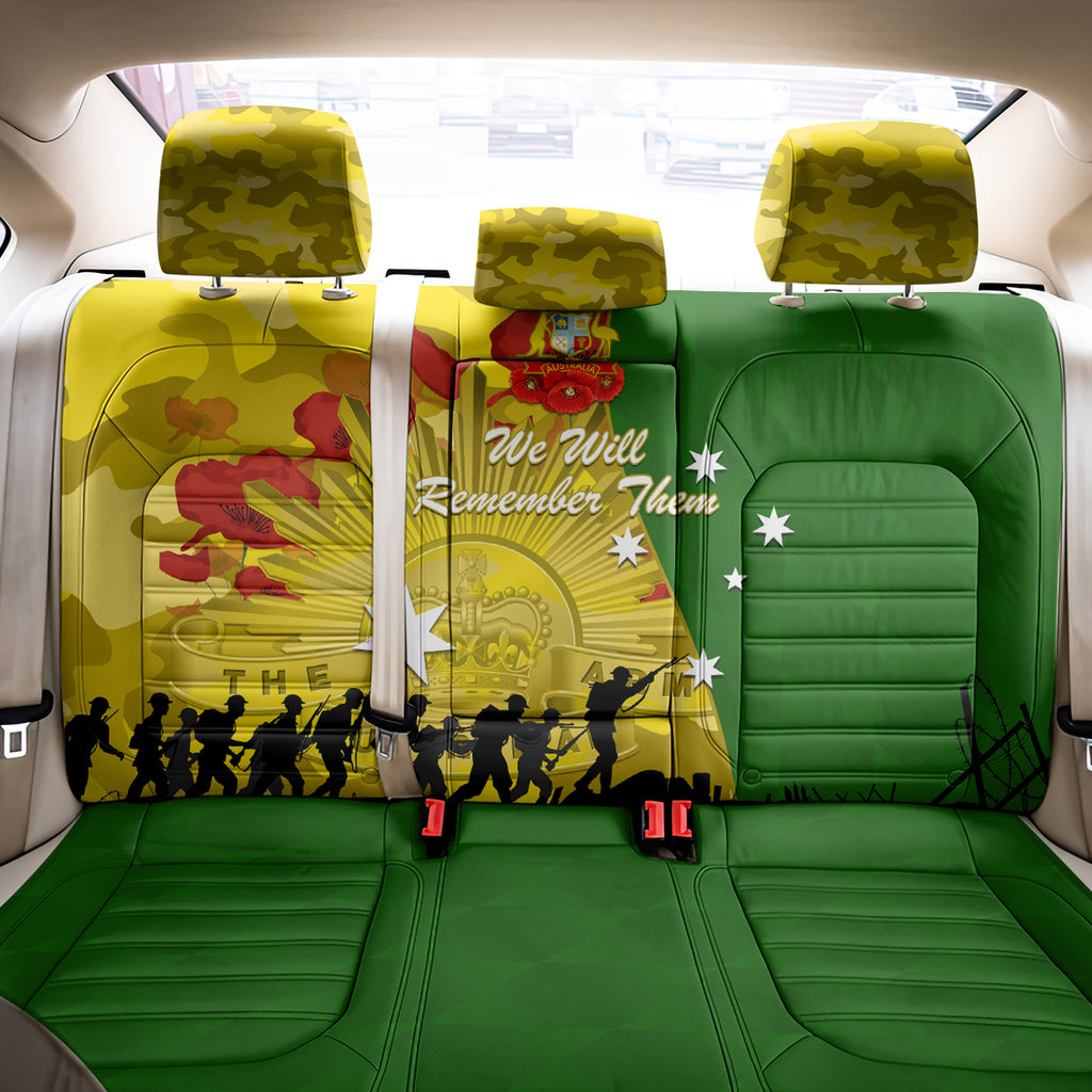 Australia Cricket ANZAC Day 2024 Back Car Seat Cover Australian Army Camouflage With Poppies