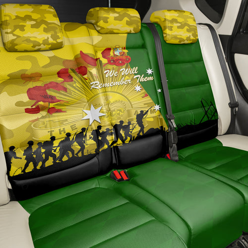 Australia Cricket ANZAC Day 2024 Back Car Seat Cover Australian Army Camouflage With Poppies