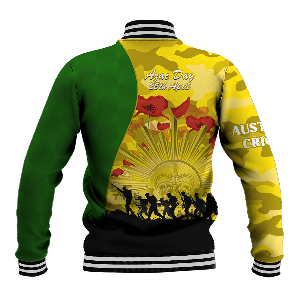 Australia Cricket ANZAC Day 2024 Baseball Jacket Australian Army Camouflage With Poppies