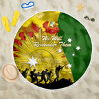 Australia Cricket ANZAC Day 2024 Beach Blanket Australian Army Camouflage With Poppies
