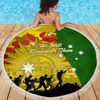Australia Cricket ANZAC Day 2024 Beach Blanket Australian Army Camouflage With Poppies