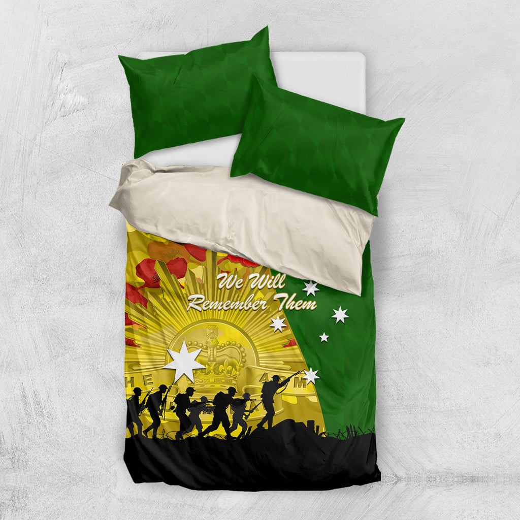 Australia Cricket ANZAC Day 2024 Bedding Set Australian Army Camouflage With Poppies