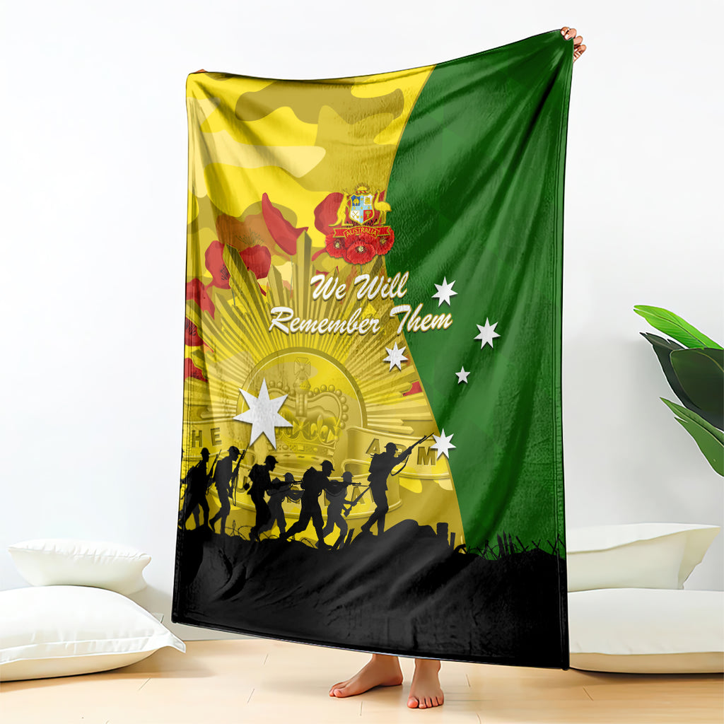 Australia Cricket ANZAC Day 2024 Blanket Australian Army Camouflage With Poppies