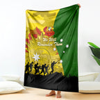 Australia Cricket ANZAC Day 2024 Blanket Australian Army Camouflage With Poppies