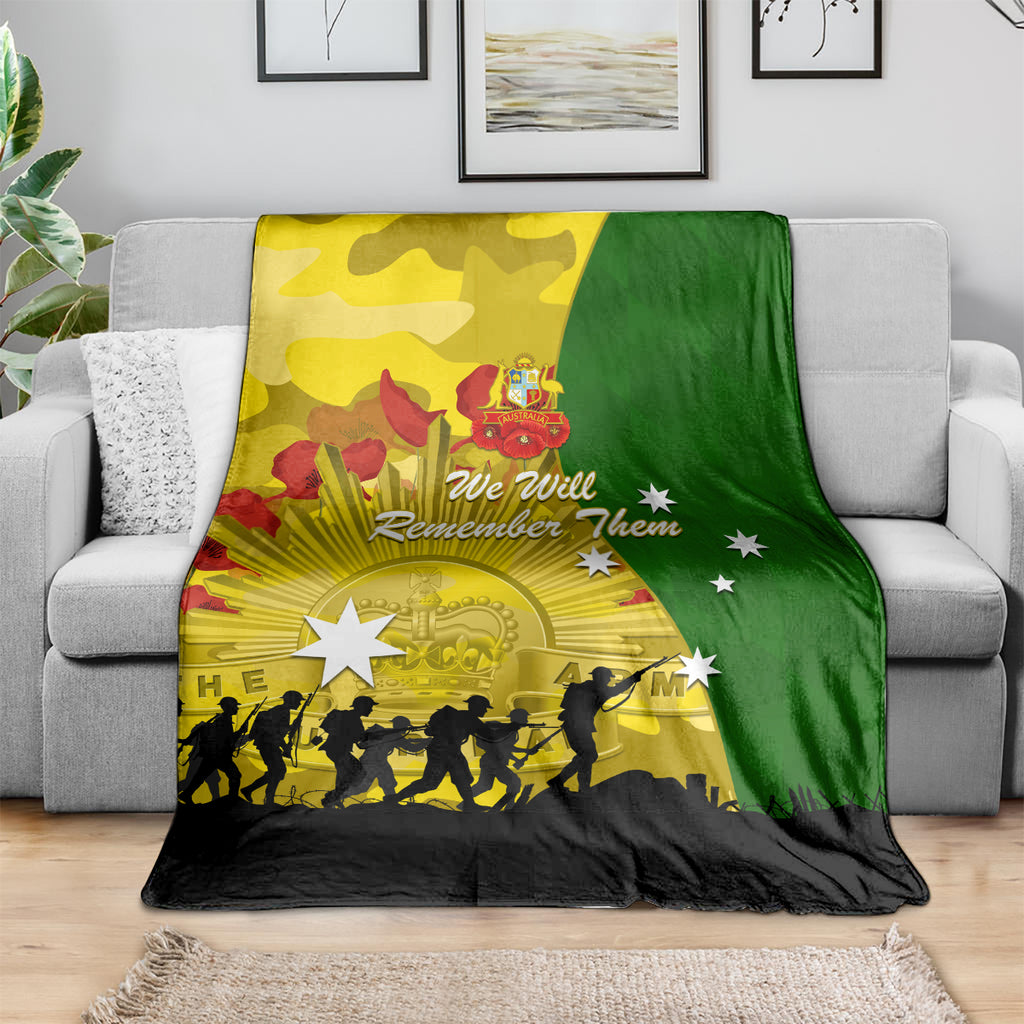 Australia Cricket ANZAC Day 2024 Blanket Australian Army Camouflage With Poppies