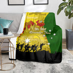 Australia Cricket ANZAC Day 2024 Blanket Australian Army Camouflage With Poppies