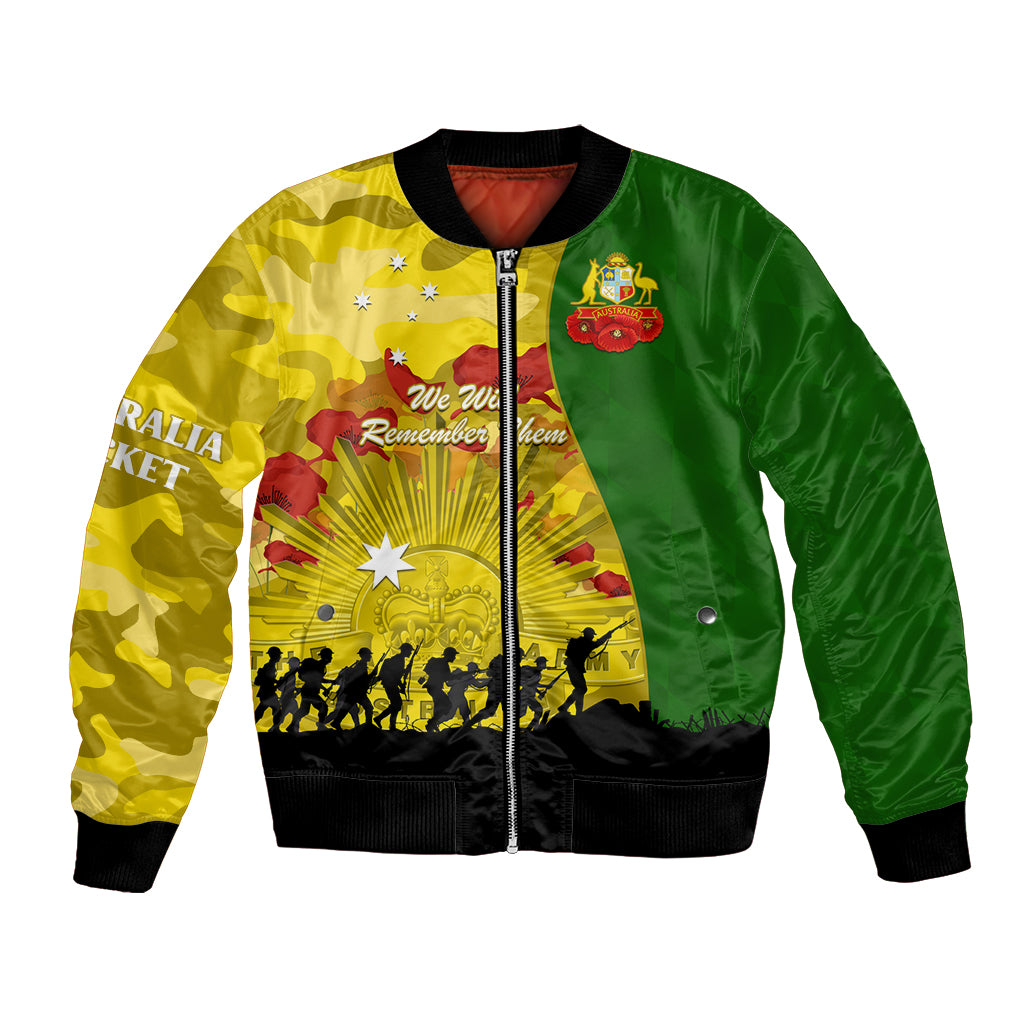 Australia Cricket ANZAC Day 2024 Bomber Jacket Australian Army Camouflage With Poppies