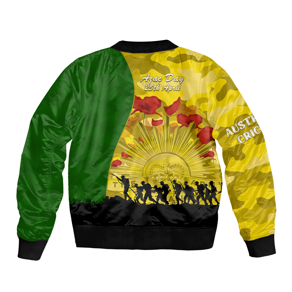 Australia Cricket ANZAC Day 2024 Bomber Jacket Australian Army Camouflage With Poppies