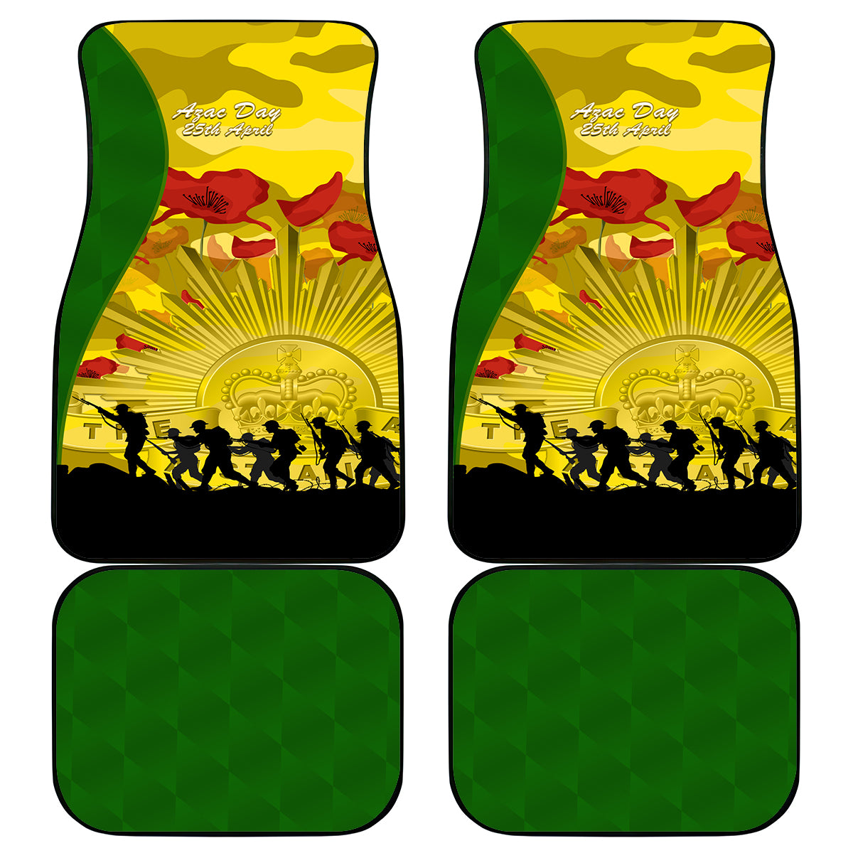 Australia Cricket ANZAC Day 2024 Car Mats Australian Army Camouflage With Poppies