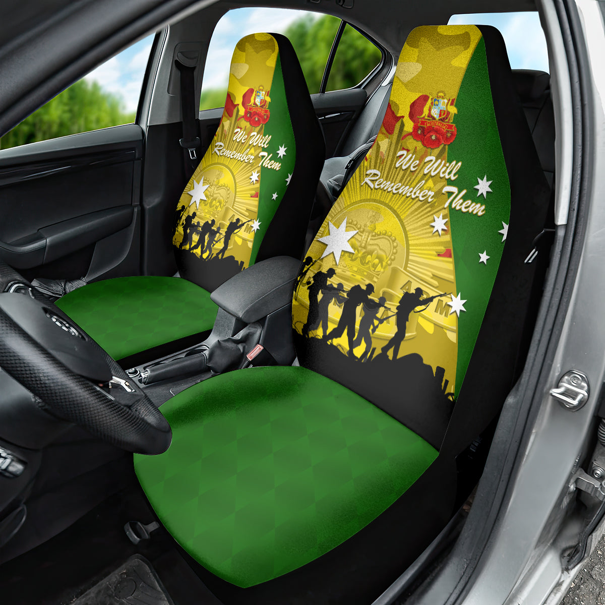 Australia Cricket ANZAC Day 2024 Car Seat Cover Australian Army Camouflage With Poppies