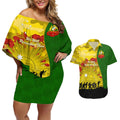 Australia Cricket ANZAC Day 2024 Couples Matching Off Shoulder Short Dress and Hawaiian Shirt Australian Army Camouflage With Poppies