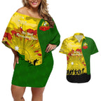 Australia Cricket ANZAC Day 2024 Couples Matching Off Shoulder Short Dress and Hawaiian Shirt Australian Army Camouflage With Poppies