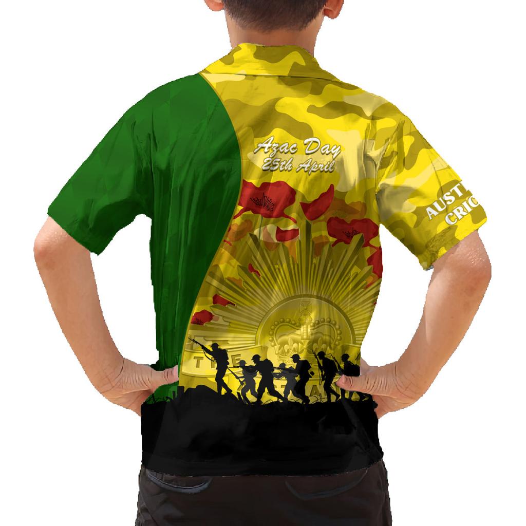 Australia Cricket ANZAC Day 2024 Family Matching Off Shoulder Maxi Dress and Hawaiian Shirt Australian Army Camouflage With Poppies