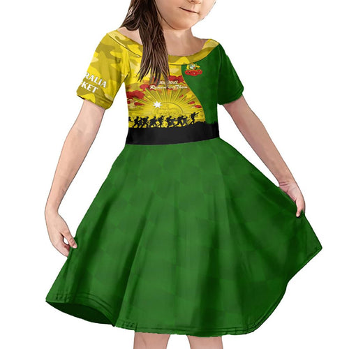 Australia Cricket ANZAC Day 2024 Family Matching Off Shoulder Short Dress and Hawaiian Shirt Australian Army Camouflage With Poppies