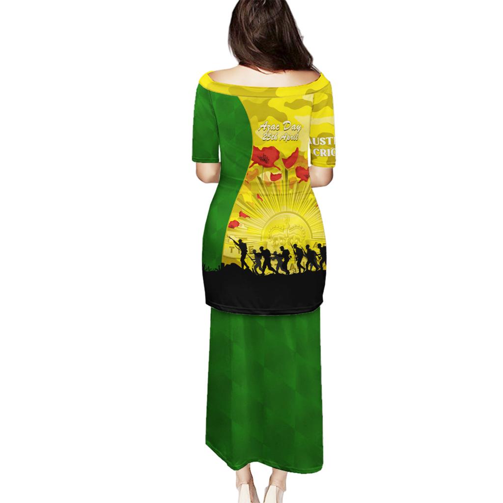 Australia Cricket ANZAC Day 2024 Family Matching Puletasi and Hawaiian Shirt Australian Army Camouflage With Poppies