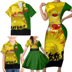 Australia Cricket ANZAC Day 2024 Family Matching Short Sleeve Bodycon Dress and Hawaiian Shirt Australian Army Camouflage With Poppies