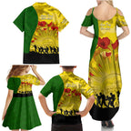 Australia Cricket ANZAC Day 2024 Family Matching Summer Maxi Dress and Hawaiian Shirt Australian Army Camouflage With Poppies
