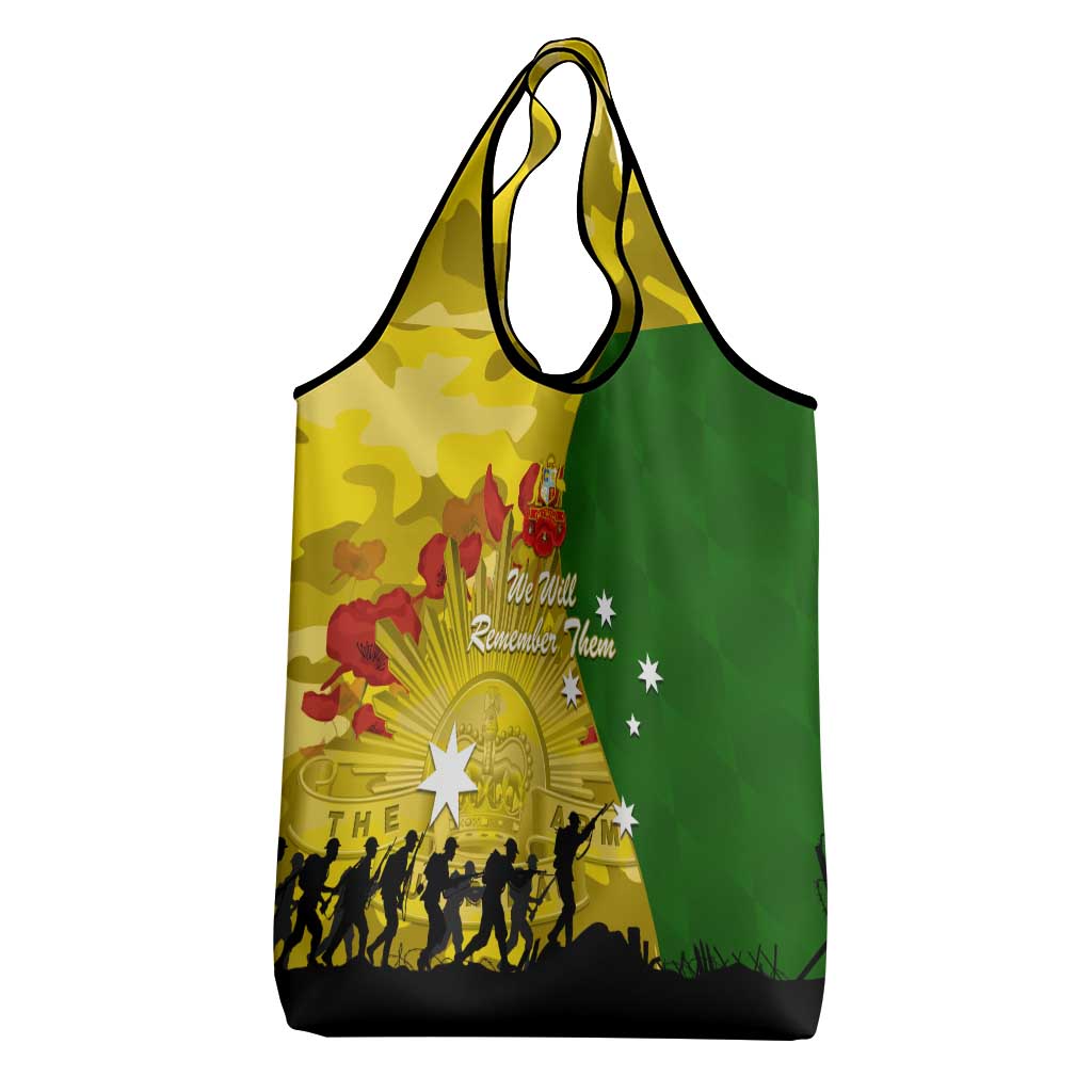 Australia Cricket ANZAC Day 2024 Grocery Bag Australian Army Camouflage With Poppies