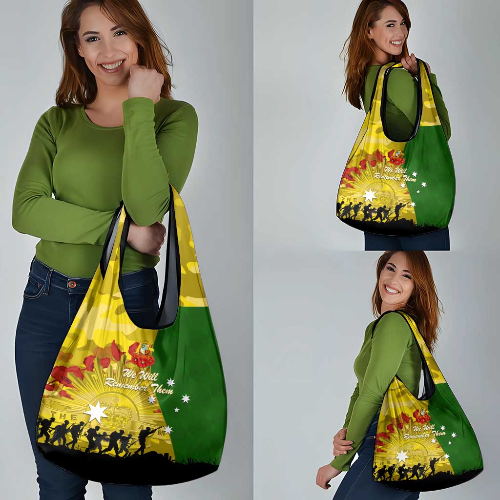 Australia Cricket ANZAC Day 2024 Grocery Bag Australian Army Camouflage With Poppies