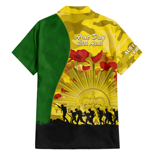 Australia Cricket ANZAC Day 2024 Hawaiian Shirt Australian Army Camouflage With Poppies
