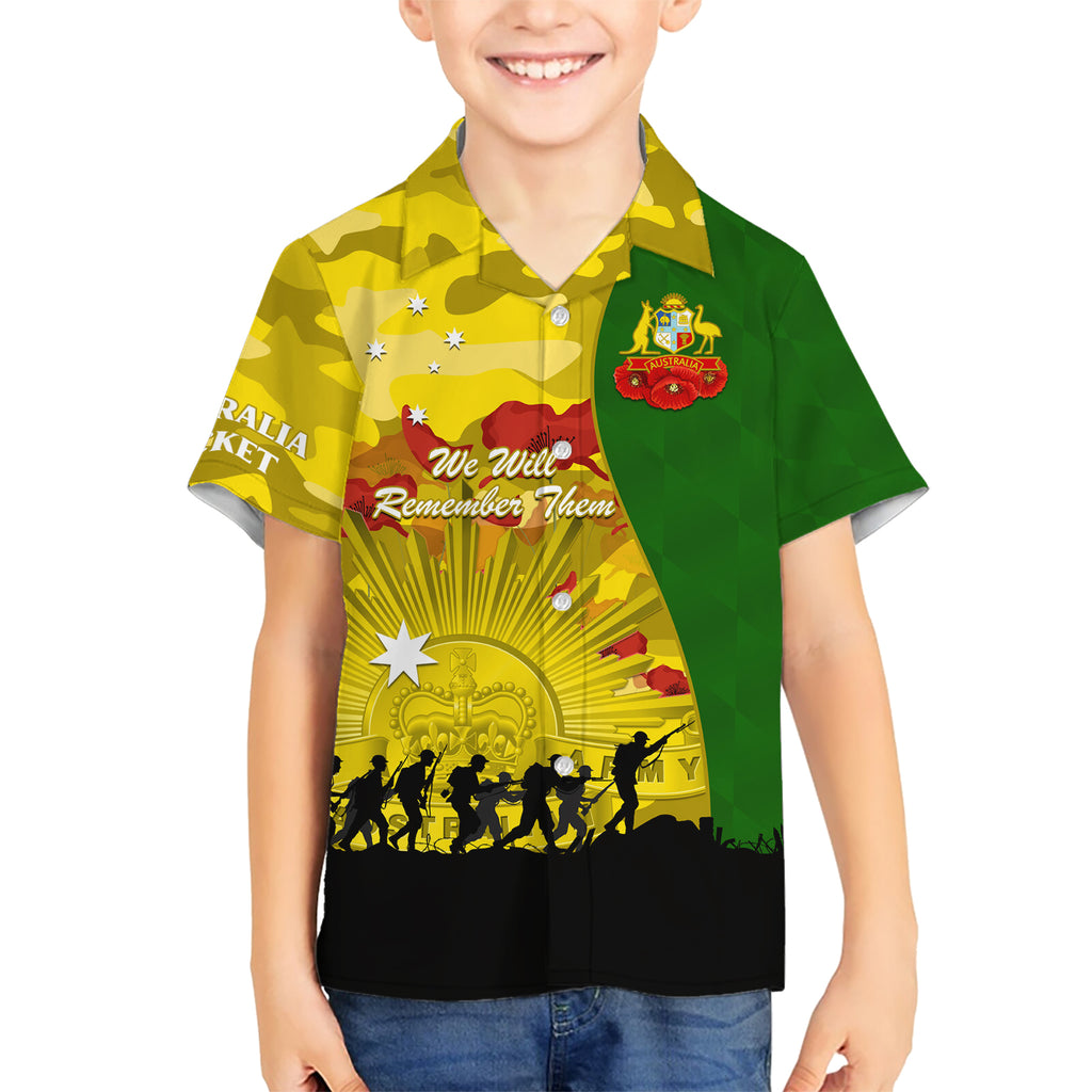 Australia Cricket ANZAC Day 2024 Hawaiian Shirt Australian Army Camouflage With Poppies