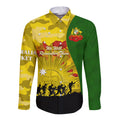 Australia Cricket ANZAC Day 2024 Long Sleeve Button Shirt Australian Army Camouflage With Poppies