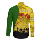 Australia Cricket ANZAC Day 2024 Long Sleeve Button Shirt Australian Army Camouflage With Poppies