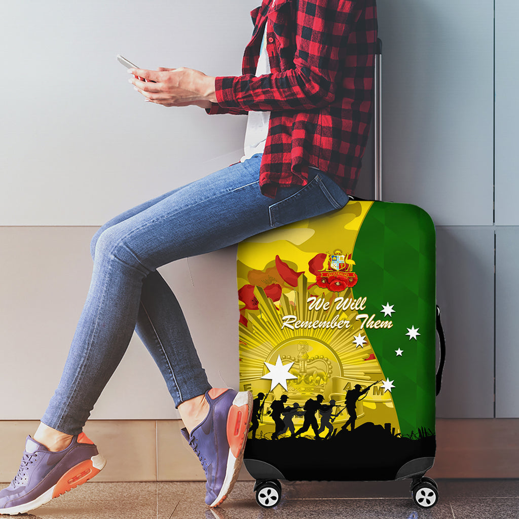 Australia Cricket ANZAC Day 2024 Luggage Cover Australian Army Camouflage With Poppies