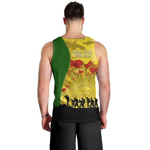 Australia Cricket ANZAC Day 2024 Men Tank Top Australian Army Camouflage With Poppies