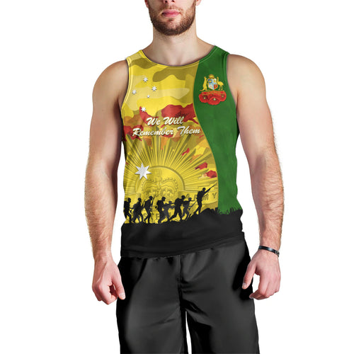 Australia Cricket ANZAC Day 2024 Men Tank Top Australian Army Camouflage With Poppies