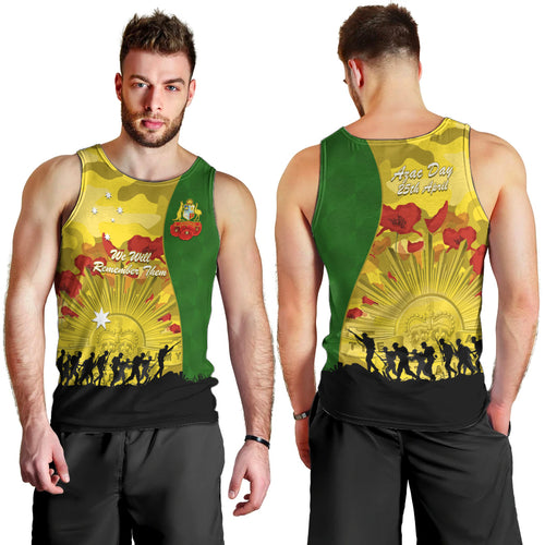 Australia Cricket ANZAC Day 2024 Men Tank Top Australian Army Camouflage With Poppies