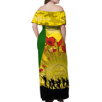 Australia Cricket ANZAC Day 2024 Off Shoulder Maxi Dress Australian Army Camouflage With Poppies
