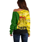 Australia Cricket ANZAC Day 2024 Off Shoulder Sweater Australian Army Camouflage With Poppies