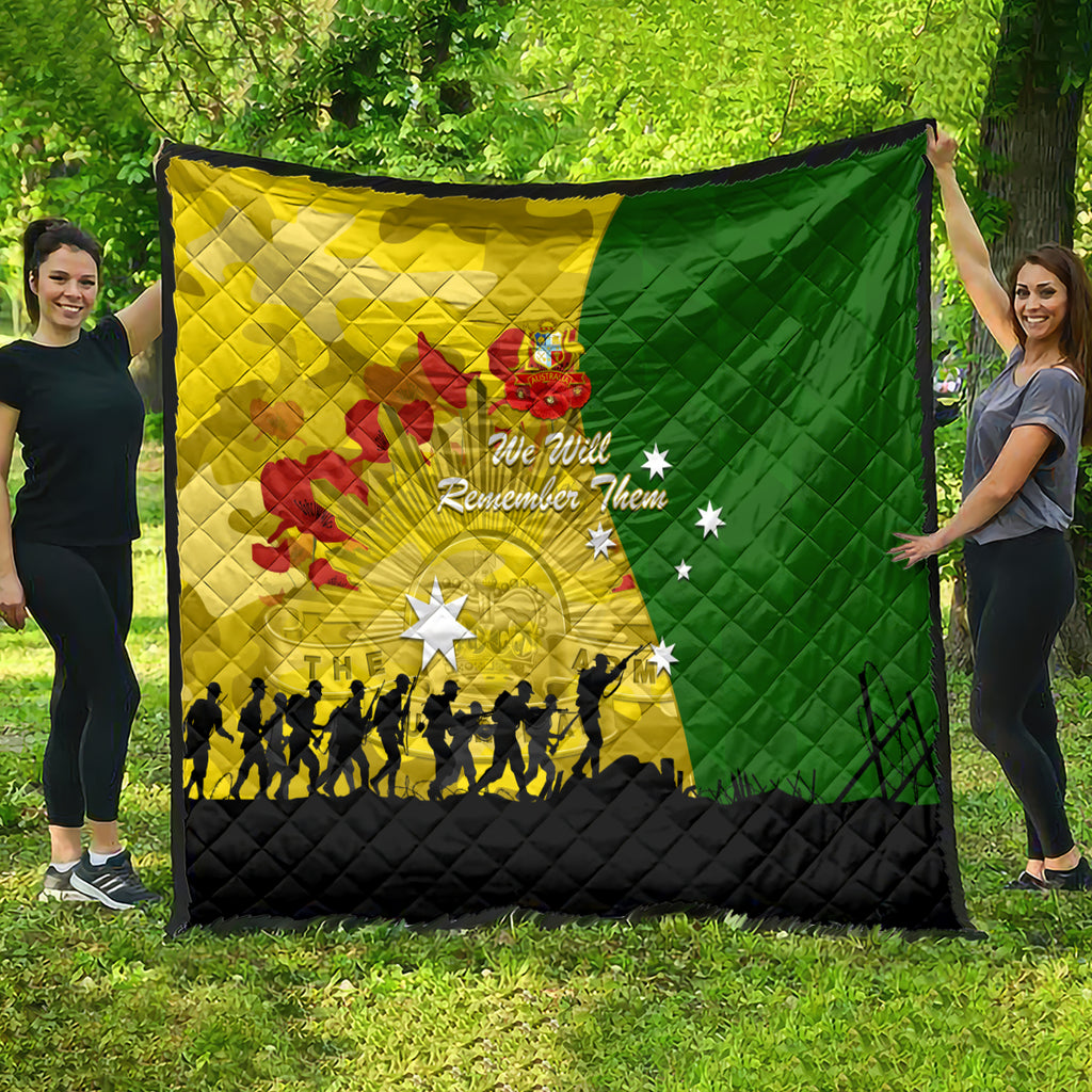 Australia Cricket ANZAC Day 2024 Quilt Australian Army Camouflage With Poppies