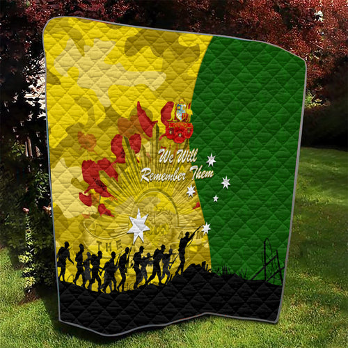 Australia Cricket ANZAC Day 2024 Quilt Australian Army Camouflage With Poppies