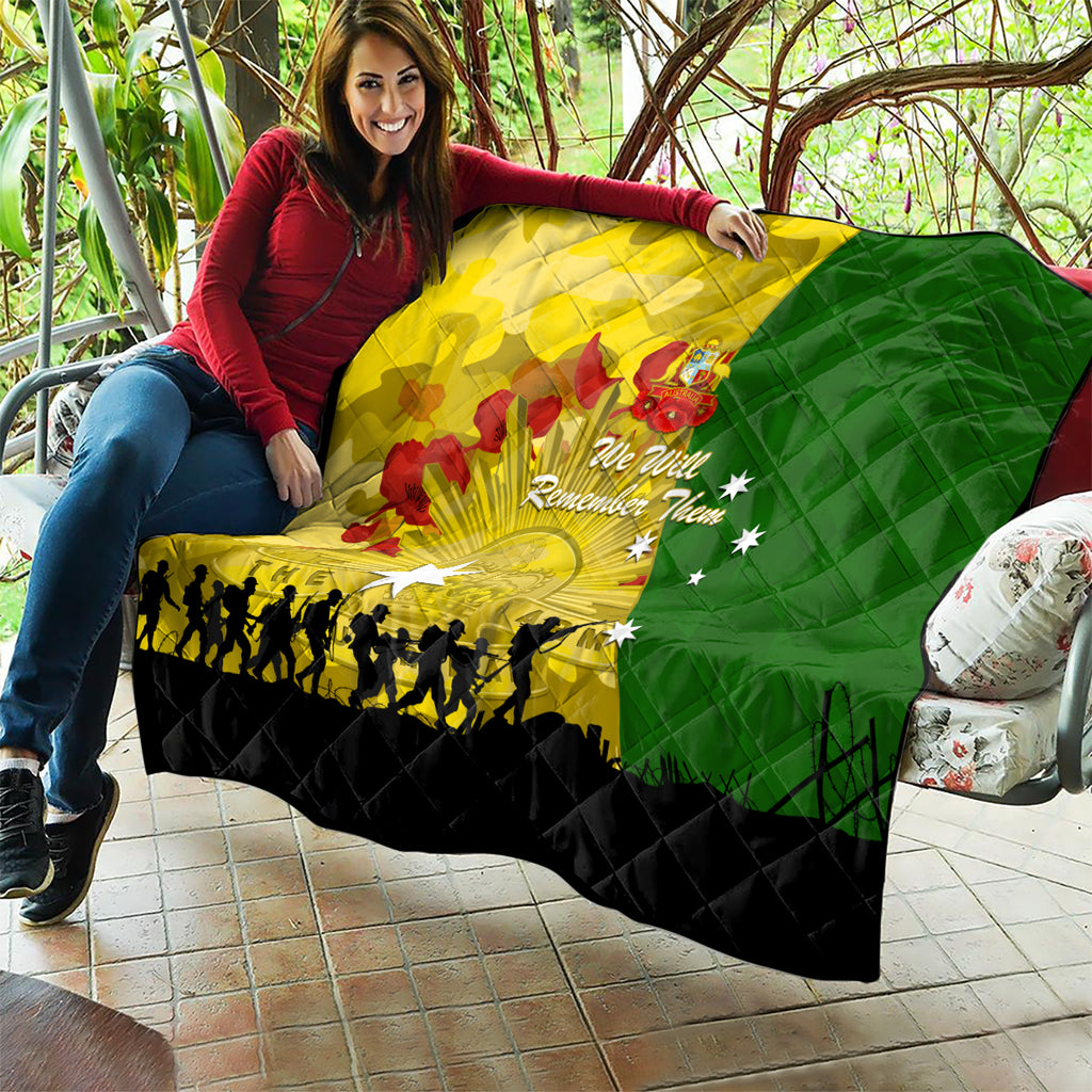Australia Cricket ANZAC Day 2024 Quilt Australian Army Camouflage With Poppies