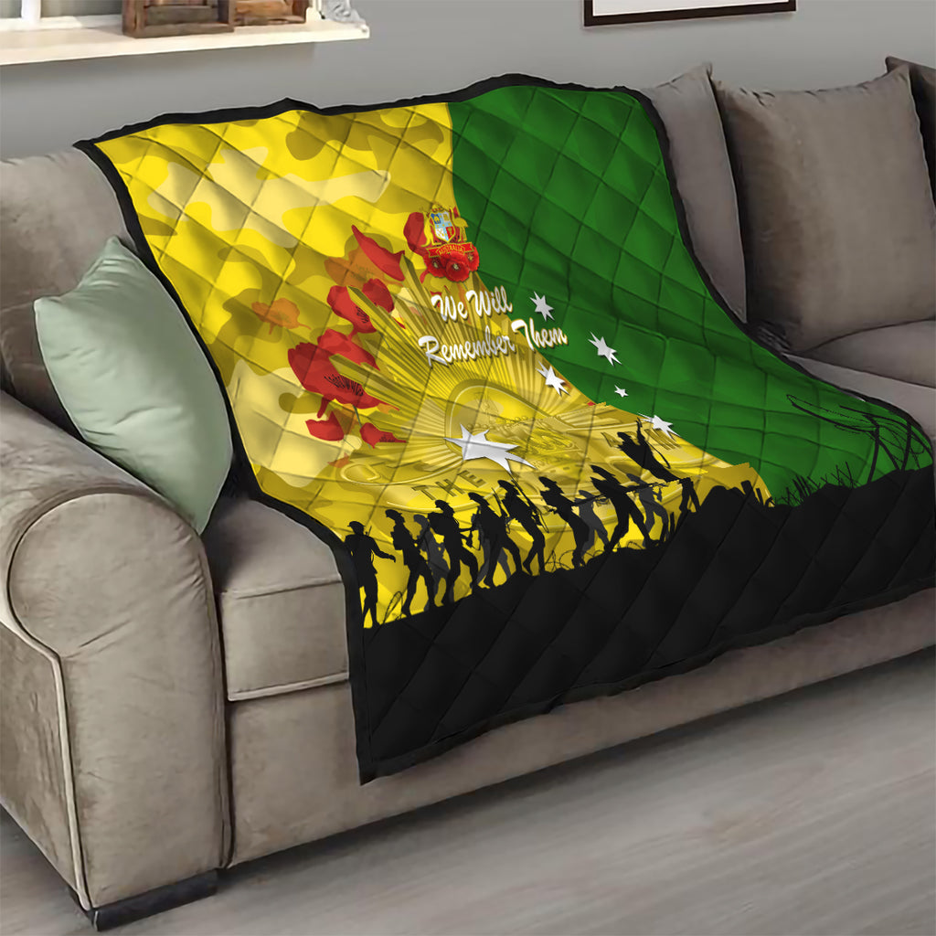 Australia Cricket ANZAC Day 2024 Quilt Australian Army Camouflage With Poppies
