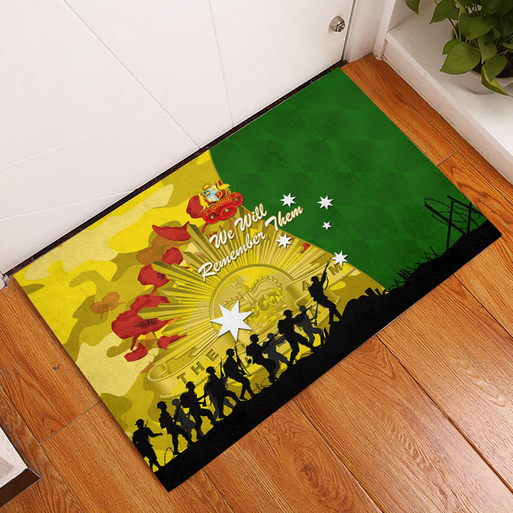 Australia Cricket ANZAC Day 2024 Rubber Doormat Australian Army Camouflage With Poppies