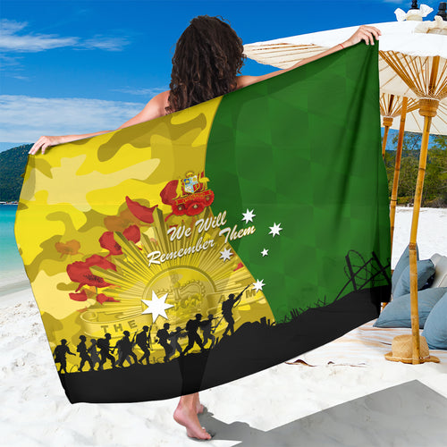 Australia Cricket ANZAC Day 2024 Sarong Australian Army Camouflage With Poppies