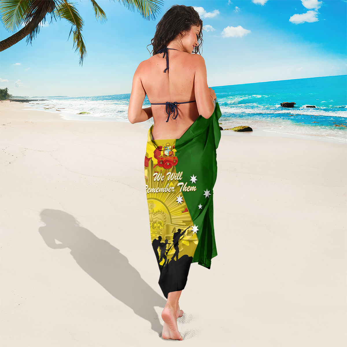 Australia Cricket ANZAC Day 2024 Sarong Australian Army Camouflage With Poppies