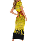 Australia Cricket ANZAC Day 2024 Short Sleeve Bodycon Dress Australian Army Camouflage With Poppies