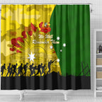 Australia Cricket ANZAC Day 2024 Shower Curtain Australian Army Camouflage With Poppies