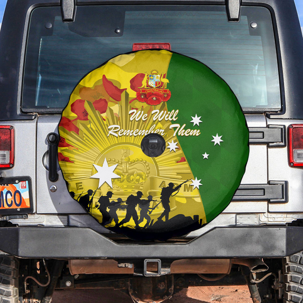 Australia Cricket ANZAC Day 2024 Spare Tire Cover Australian Army Camouflage With Poppies