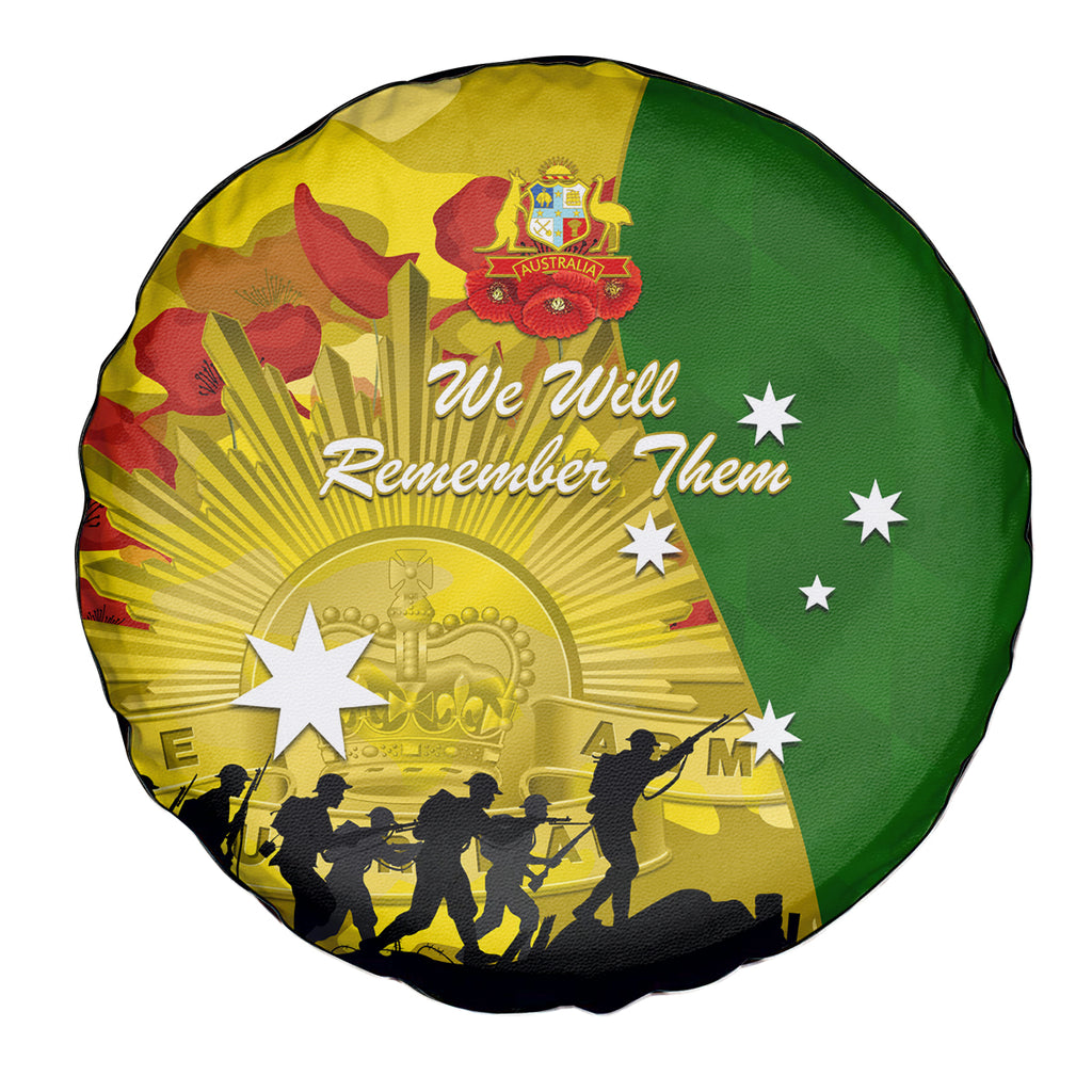 Australia Cricket ANZAC Day 2024 Spare Tire Cover Australian Army Camouflage With Poppies