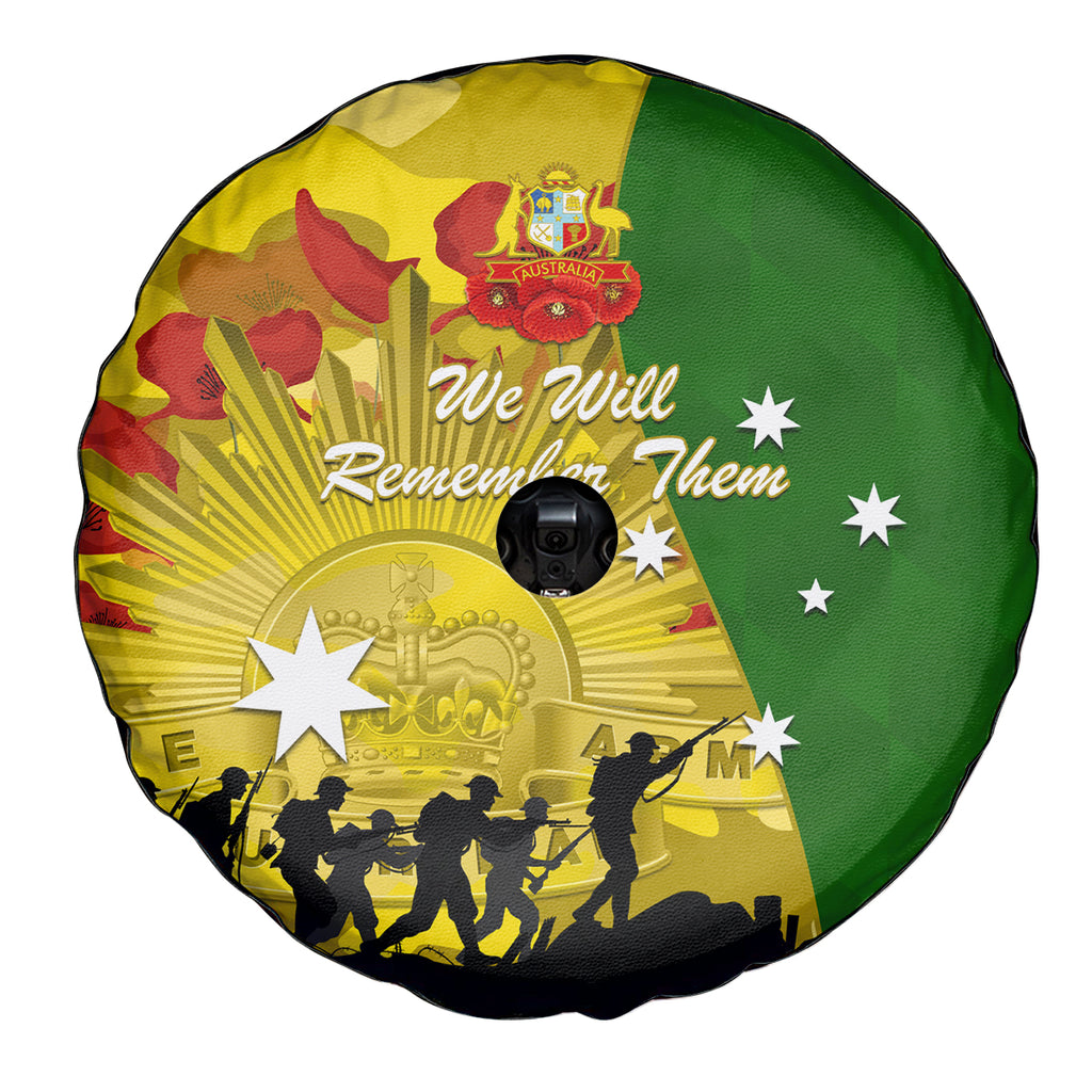Australia Cricket ANZAC Day 2024 Spare Tire Cover Australian Army Camouflage With Poppies
