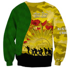 Australia Cricket ANZAC Day 2024 Sweatshirt Australian Army Camouflage With Poppies